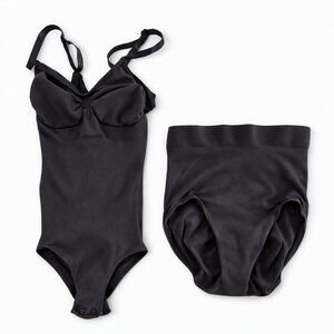 🌷SKIMS Onyx Shapewear Bundle - Seamless Sculpt Thong Bodysuit & High Waist Brief